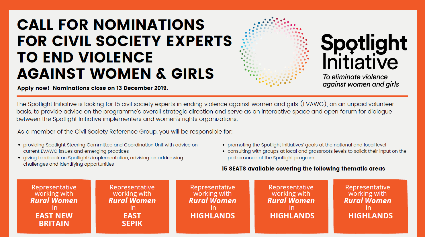 Call For Nominations For Civil Society Experts To End Violence