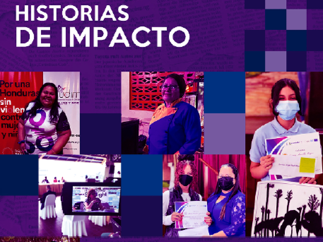 Photos of women on purple background