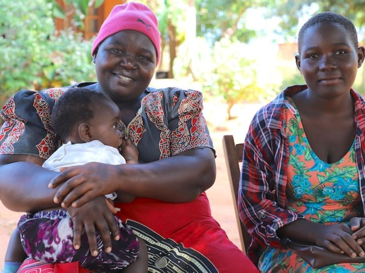 Two women and a baby