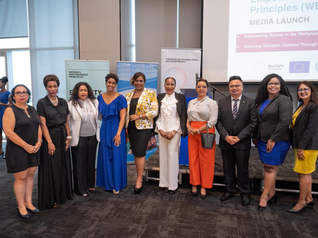 Participants of the WEPs media launch in a group photo at the event