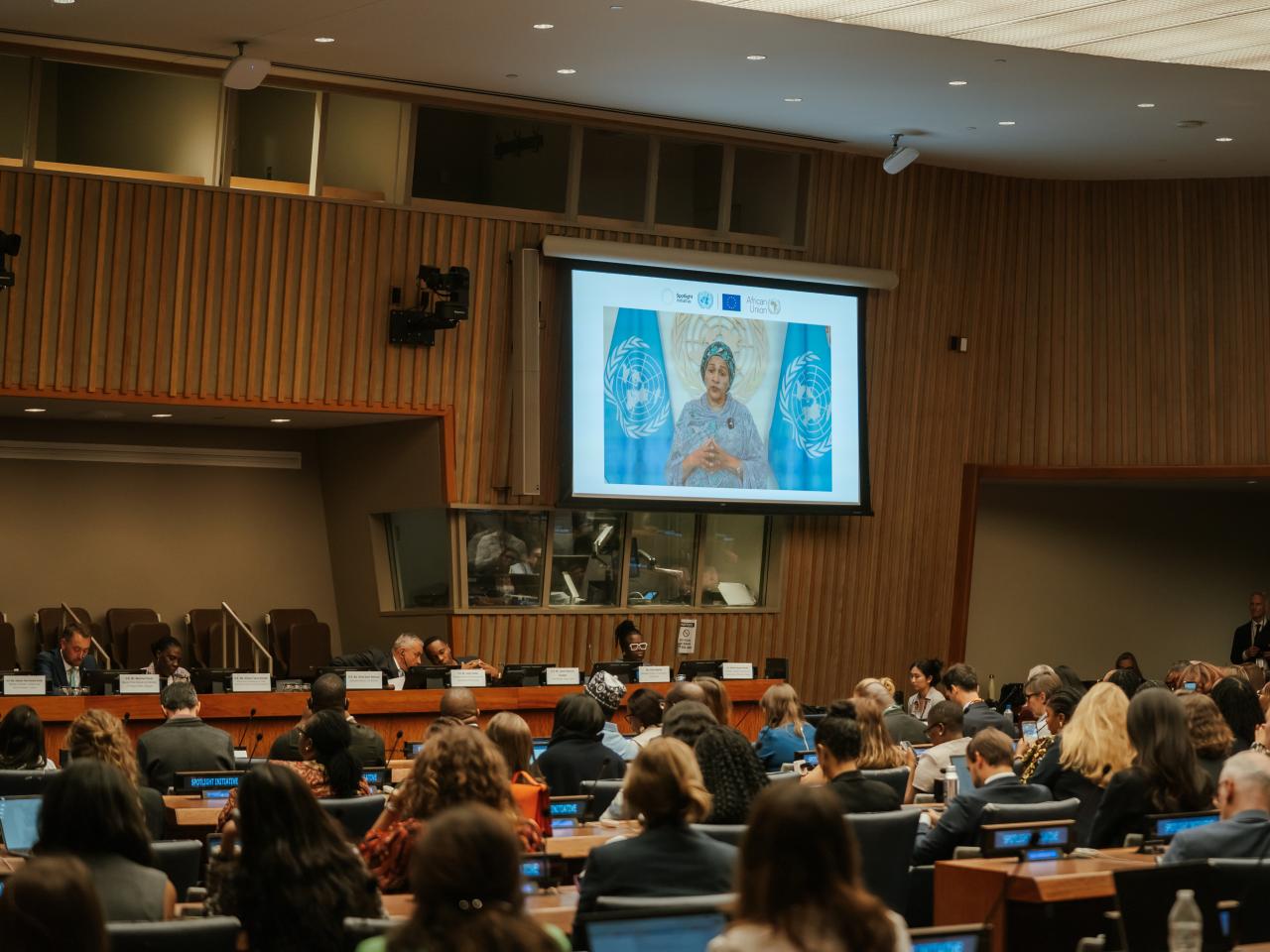 Wide shot of full UNGA conference room