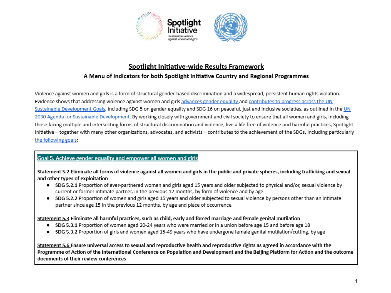 First page of results framework