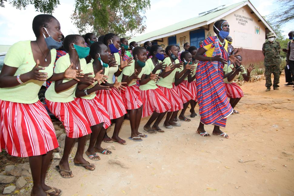 School girls dancing