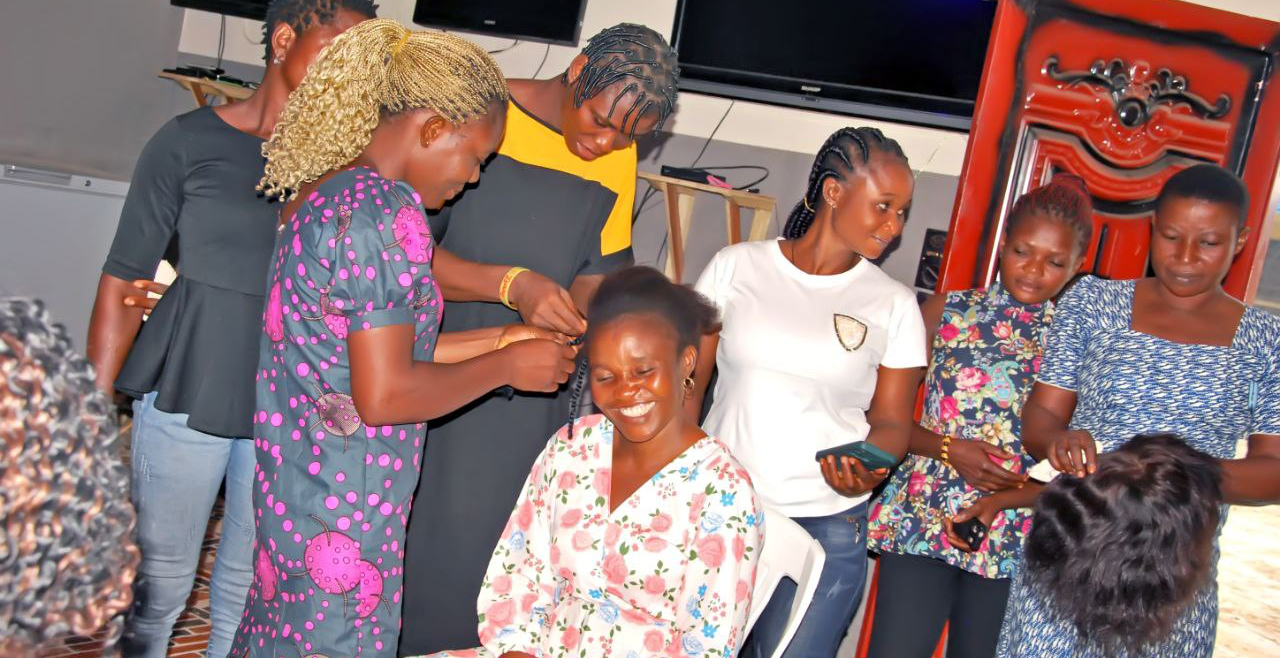 Woman has her hair done