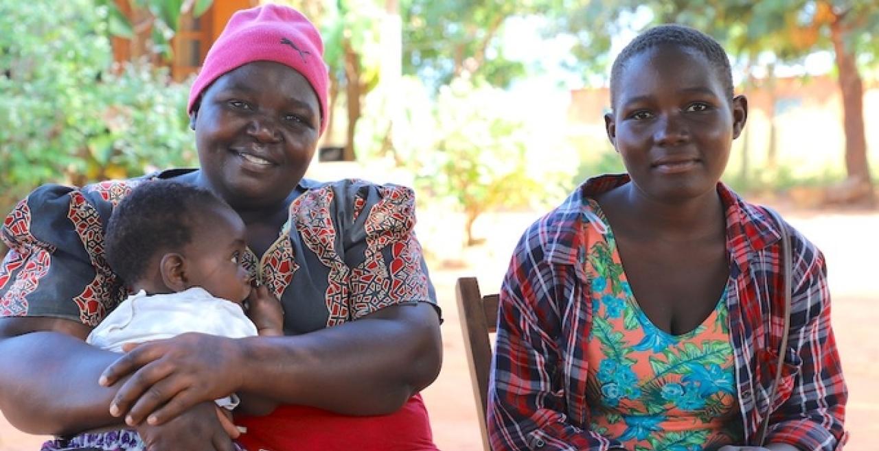 Two women and a baby