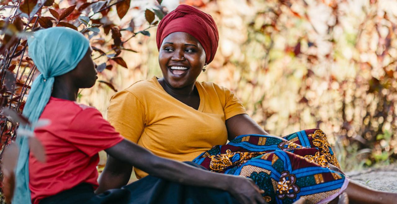 Two women smiling