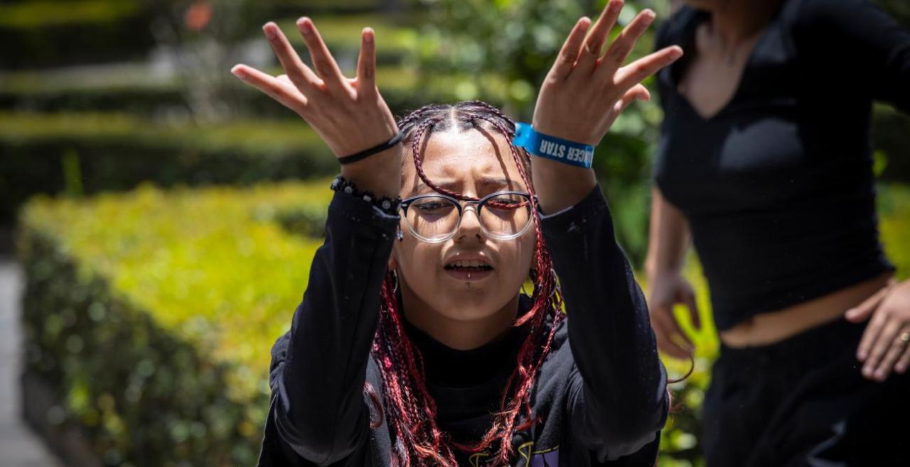 Close up of a girl in dance troupe