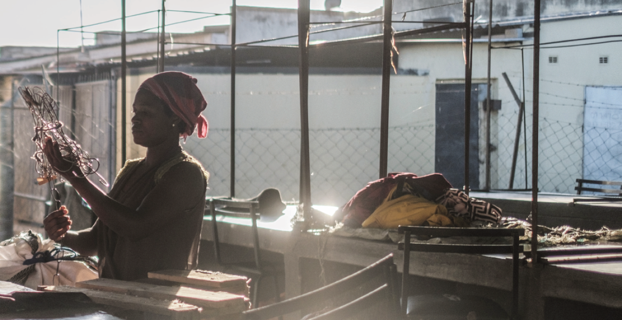 Woman preparing items for sale