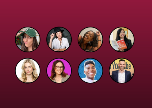 Eight profile images of content creators